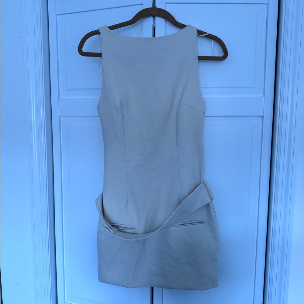 Zara Ecru Belted Mini Dress